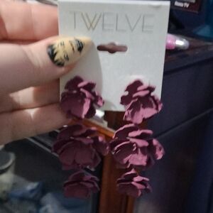 Twelve by Twelve Deep Purple Floral Earrings